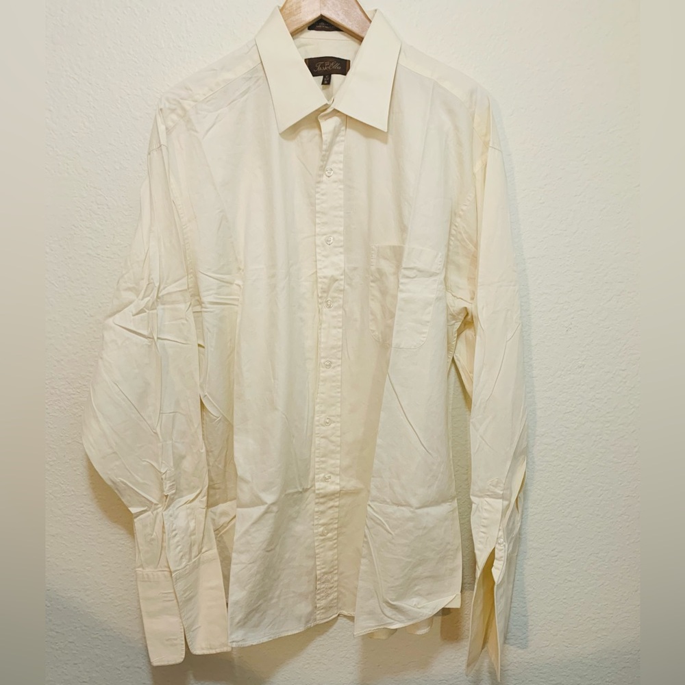 Tasso Ella Soft Yellow Dress Shirt with French Cuff Size 17 35/37 XL